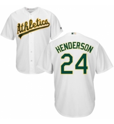 Youth Majestic Oakland Athletics #24 Rickey Henderson Replica White Home Cool Base MLB Jersey