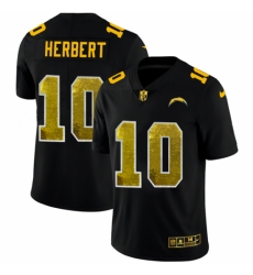Men's Los Angeles Chargers #10 Justin Herbert Black Nike Golden Sequin Vapor Limited NFL Jersey