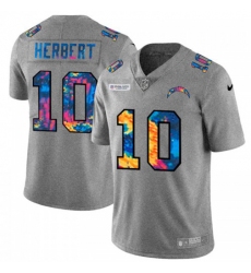 Men's Los Angeles Chargers #10 Justin Herbert Nike Multi-Color 2020 NFL Crucial Catch NFL Jersey Greyheather