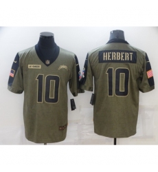 Men's Los Angeles Chargers #10 Justin Herbert Nike Olive 2021 Salute To Service Limited Player Jersey