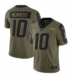 Men's Los Angeles Chargers #10 Justin Herbert Olive Nike 2021 Salute To Service Limited Player Jersey
