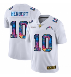 Men's Los Angeles Chargers #10 Justin Herbert White Nike Multi-Color 2020 NFL Crucial Catch Limited NFL Jersey
