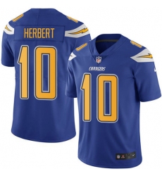 Men's Nike Los Angeles Chargers #10 Justin Herbert Electric Blue Stitched NFL Limited Rush Jersey