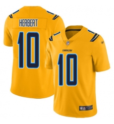 Men's Nike Los Angeles Chargers #10 Justin Herbert Gold Stitched NFL Limited Inverted Legend Jersey