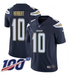 Men's Nike Los Angeles Chargers #10 Justin Herbert Navy Blue Team Color Stitched NFL 100th Season Vapor Untouchable Limited Jersey