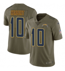 Men's Nike Los Angeles Chargers #10 Justin Herbert Olive Stitched NFL Limited 2017 Salute To Service Jersey