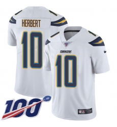 Men's Nike Los Angeles Chargers #10 Justin Herbert White Stitched NFL 100th Season Vapor Untouchable Limited Jersey