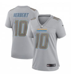 Women's Los Angeles Chargers #10 Justin Herbert Nike Gray Atmosphere Fashion Game Jersey