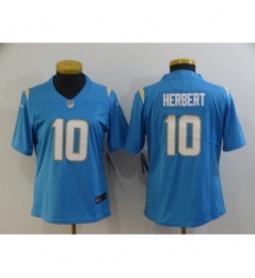 Women's Los Angeles Chargers #10 Justin Herbert Powder Blue 2020 NFL Draft Vapor Limited Jersey