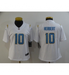 Women's Los Angeles Chargers #10 Justin Herbert White 2020 NFL Draft Vapor Limited Jersey