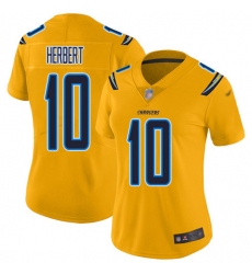 Women's Nike Los Angeles Chargers #10 Justin Herbert Gold Stitched NFL Limited Inverted Legend Jersey