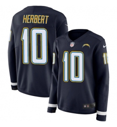 Women's Nike Los Angeles Chargers #10 Justin Herbert Navy Blue Team Color Stitched NFL Limited Therma Long Sleeve Jersey
