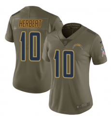 Women's Nike Los Angeles Chargers #10 Justin Herbert Olive Stitched NFL Limited 2017 Salute To Service Jersey