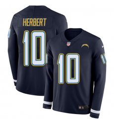 Youth Nike Los Angeles Chargers #10 Justin Herbert Navy Blue Team Color Stitched NFL Limited Therma Long Sleeve Jersey