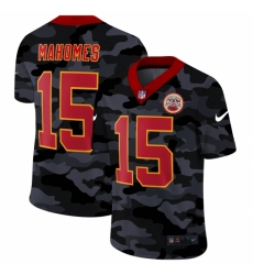 Men's Kansas City Chiefs #15 Patrick Mahomes Camo Red Font 2020 Nike Limited Jersey