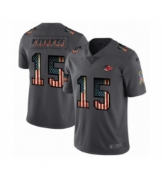 Men's Kansas City Chiefs #15 Patrick Mahomes Limited Black USA Flag 2019 Salute To Service Football Jersey