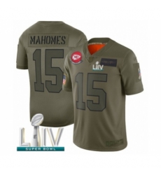 Men's Kansas City Chiefs #15 Patrick Mahomes Limited Olive 2019 Salute to Service Super Bowl LIV Bound Football Jersey