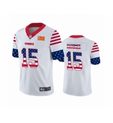 Men's Kansas City Chiefs #15 Patrick Mahomes Limited White Independence Day Football Jersey