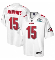 Men's Kansas City Chiefs #15 Patrick Mahomes NFL Pro Line White Super Bowl LIV Champions Jersey