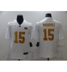 Men's Kansas City Chiefs #15 Patrick Mahomes White Nike Leopard Print Limited Jersey