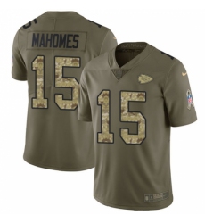 Nike Kansas City Chiefs #15 Patrick Mahomes Olive Camo Men's Stitched NFL Limited 2017 Salute To Service Jersey