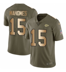 Nike Kansas City Chiefs #15 Patrick Mahomes Olive Gold Men's Stitched NFL Limited 2017 Salute To Service Jersey