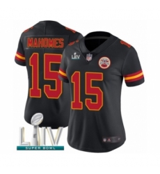 Women's Kansas City Chiefs #15 Patrick Mahomes Limited Black Rush Vapor Untouchable Super Bowl LIV Bound Football Jersey