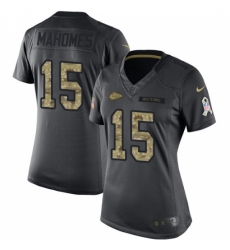 Women's Nike Kansas City Chiefs #15 Patrick Mahomes Black Stitched NFL Limited 2016 Salute to Service Jersey