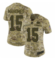 Women's Nike Kansas City Chiefs #15 Patrick Mahomes Camo Stitched NFL Limited 2018 Salute to Service Jersey