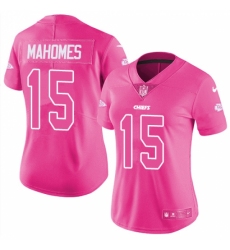 Women's Nike Kansas City Chiefs #15 Patrick Mahomes Pink Stitched NFL Limited Rush Fashion Jersey