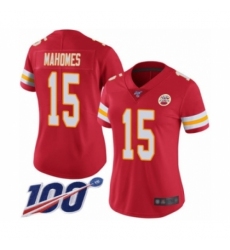 Women's Nike Kansas City Chiefs #15 Patrick Mahomes Red Team Color Vapor Untouchable Limited Player 100th Season NFL Jersey