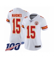 Women's Nike Kansas City Chiefs #15 Patrick Mahomes White Vapor Untouchable Limited Player 100th Season NFL Jersey