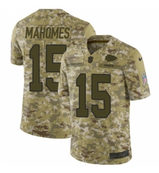 Youth Nike Kansas City Chiefs #15 Patrick Mahomes Camo Stitched NFL Limited 2018 Salute to Service Jersey