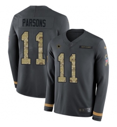 Men's Nike Dallas Cowboys #11 Micah Parsons Anthracite Salute to Service Stitched NFL Limited Therma Long Sleeve Jersey