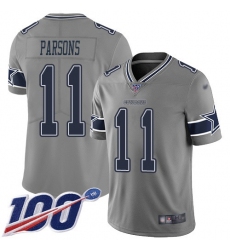 Men's Nike Dallas Cowboys #11 Micah Parsons Gray Stitched NFL Limited Inverted Legend 100th Season Jersey