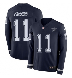 Men's Nike Dallas Cowboys #11 Micah Parsons Navy Blue Team Color Stitched NFL Limited Therma Long Sleeve Jersey