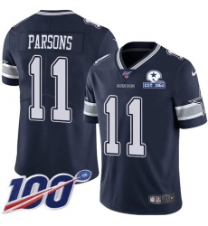 Men's Nike Dallas Cowboys #11 Micah Parsons Navy Blue Team Color Stitched With Established In 1960 Patch NFL 100th Season Vapor Untouchable Limited Jersey