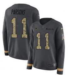 Women's Nike Dallas Cowboys #11 Micah Parsons Anthracite Salute to Service Stitched NFL Limited Therma Long Sleeve Jersey