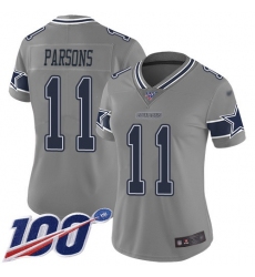 Women's Nike Dallas Cowboys #11 Micah Parsons Gray Stitched NFL Limited Inverted Legend 100th Season Jersey