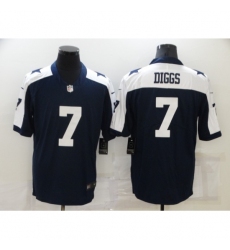 Men's Dallas Cowboys #7 Trevon Diggs Blue Thanksgiving Throwback Limited Jersey