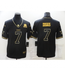 Men's Dallas Cowboys #7 Trevon Diggs Nike Black Gold Throwback Limited Jersey