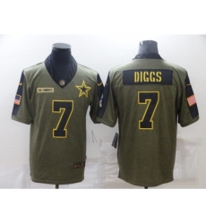 Men's Dallas Cowboys #7 Trevon Diggs Olive Gold 2021 Salute To Service Limited Player Jersey