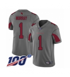 Men's Arizona Cardinals #1 Kyler Murray Limited Silver Inverted Legend 100th Season Football Jersey