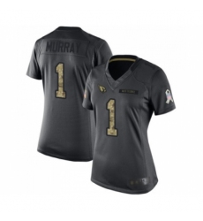 Women's Arizona Cardinals #1 Kyler Murray Limited Black 2016 Salute to Service Football Jersey