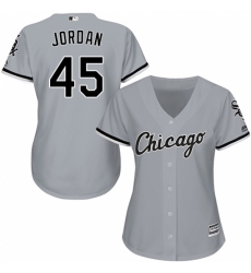 Women's Majestic Chicago White Sox #45 Michael Jordan Authentic Grey Road Cool Base MLB Jersey