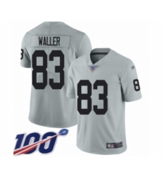 Men's Oakland Raiders #83 Darren Waller Limited Silver Inverted Legend 100th Season Football Jersey