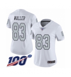 Women's Oakland Raiders #83 Darren Waller Limited White Rush Vapor Untouchable 100th Season Football Jersey