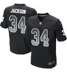 Men's Nike Oakland Raiders #34 Bo Jackson Elite Black Home Drift Fashion NFL Jersey