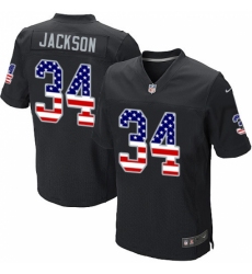 Men's Nike Oakland Raiders #34 Bo Jackson Elite Black Home USA Flag Fashion NFL Jersey