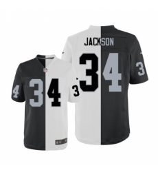 Men's Nike Oakland Raiders #34 Bo Jackson Elite Black/White Split Fashion NFL Jersey